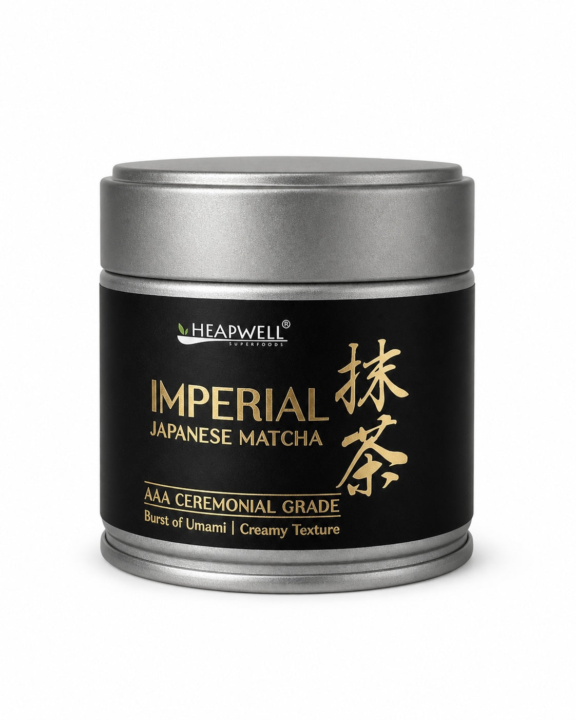 Heapwell Imperial Japanese Matcha tea canister on a white background