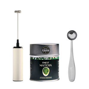 Finest Organic Ceremonial Matcha Kit - Heapwell Matcha Modern Ceremony Set with Rechargeable Electric Whisk and Measuring Spoon